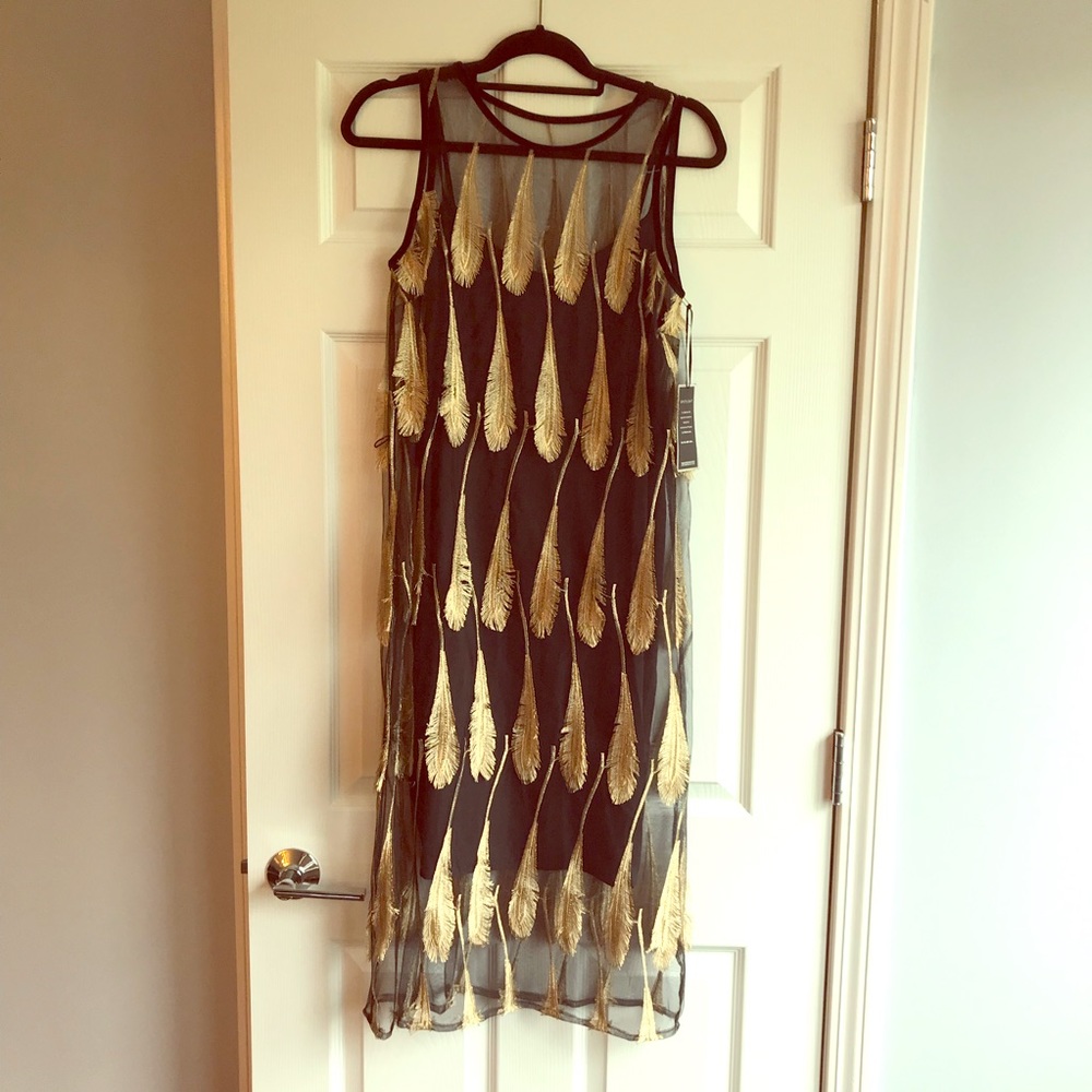 Gold and black sheer dress